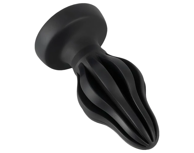 ANOS - bordázott puha anál plug - 5 cm (fekete)