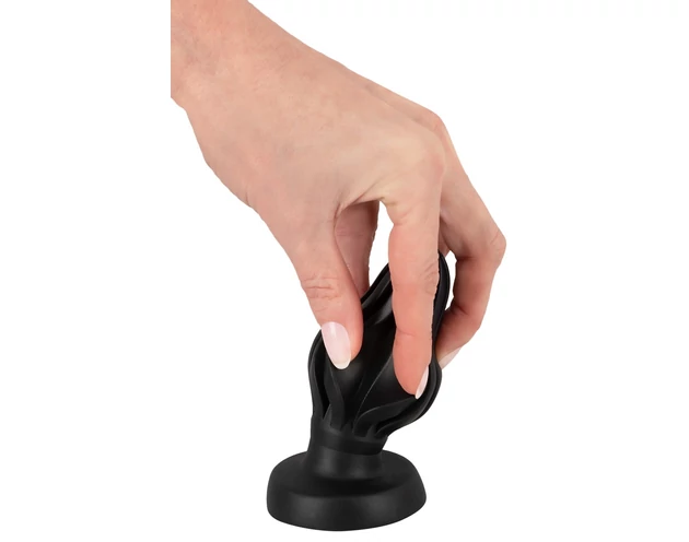 ANOS - bordázott puha anál plug - 5 cm (fekete)