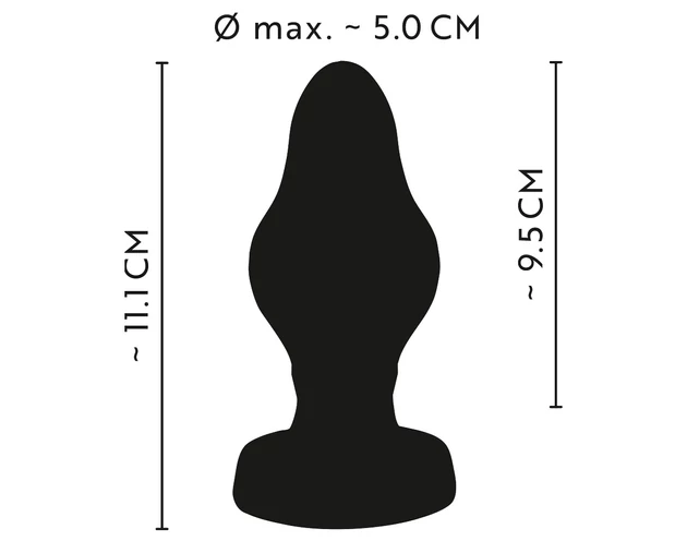 ANOS - bordázott puha anál plug - 5 cm (fekete)