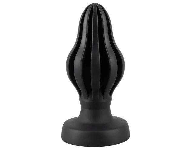 ANOS - bordázott puha anál plug - 5 cm (fekete)