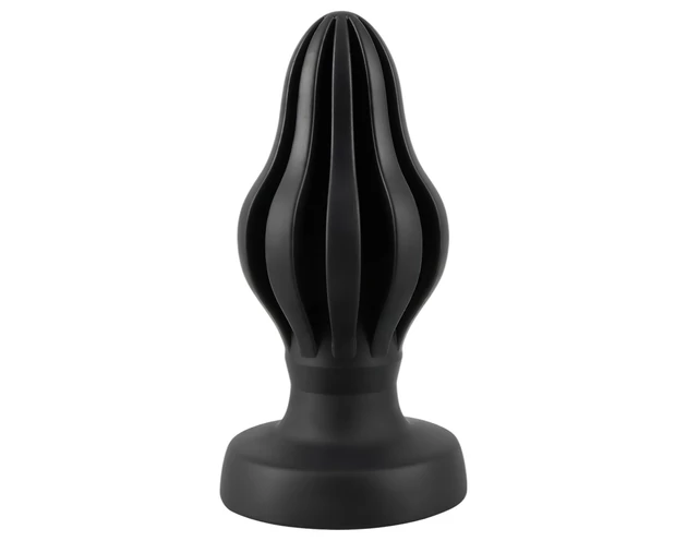 ANOS - bordázott puha anál plug - 7cm (fekete)