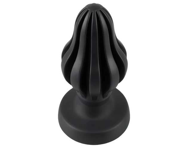 ANOS - bordázott puha butt plug - 7cm (fekete)