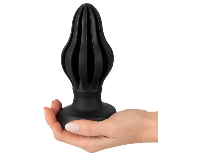 ANOS - bordázott puha anál plug - 7cm (fekete)