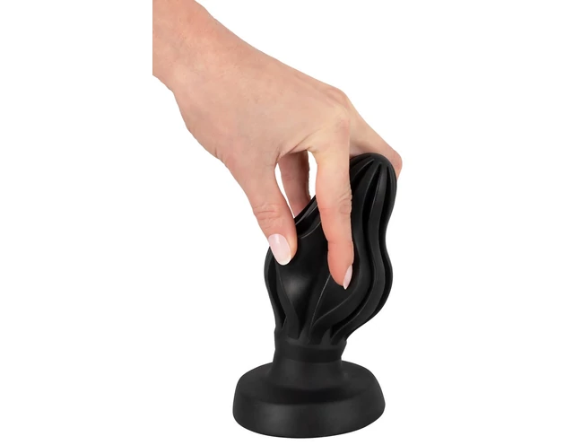 ANOS - bordázott puha anál plug - 7cm (fekete)
