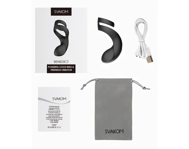 Svakom Benedict - gát stimuláló, vibrációs péniszgyűrű (fekete)