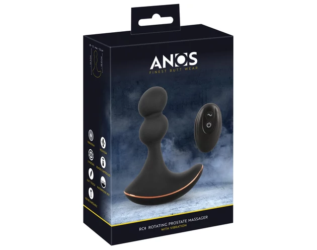ANOS - 2 motoros forgó anál vibrátor (fekete)