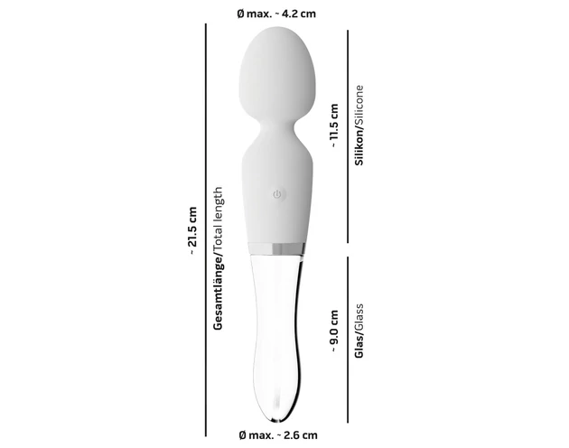 Liaison Wand - szilikon-üveg LED-es vibrátor (átlátszó)