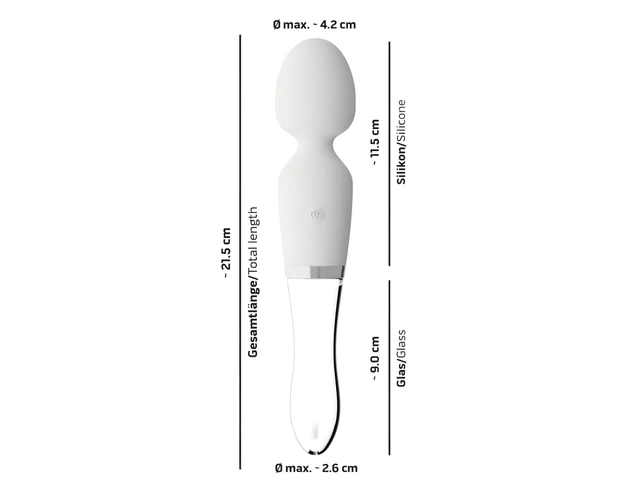 Liaison Wand - szilikon-üveg LED-es vibrátor (átlátszó)