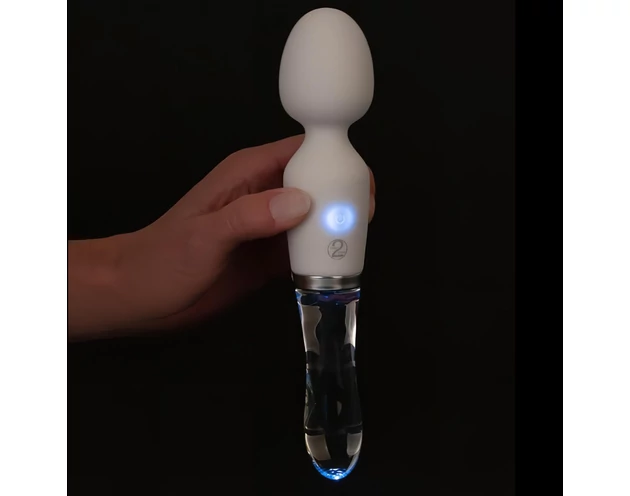 Liaison Wand - szilikon-üveg LED-es vibrátor (átlátszó)