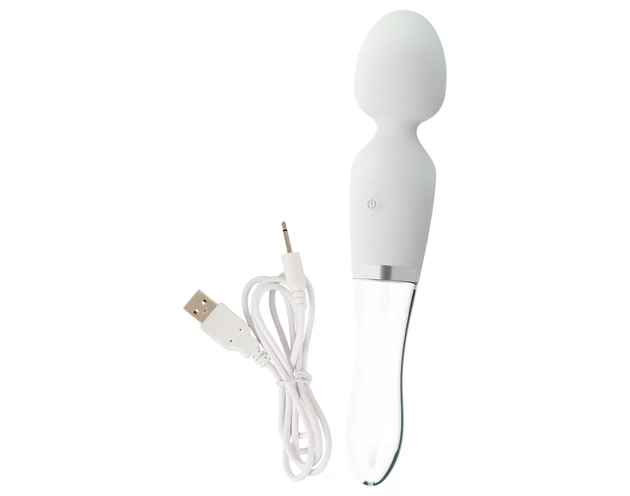 Liaison Wand - szilikon-üveg LED-es vibrátor (átlátszó)
