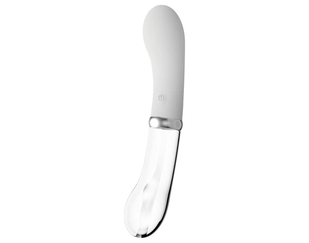 You2toys Liaison - szilikon-üveg LED vibrátor (átlátszó-fehér)