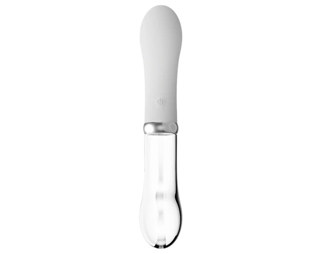 You2toys Liaison - szilikon-üveg LED vibrátor (átlátszó-fehér)