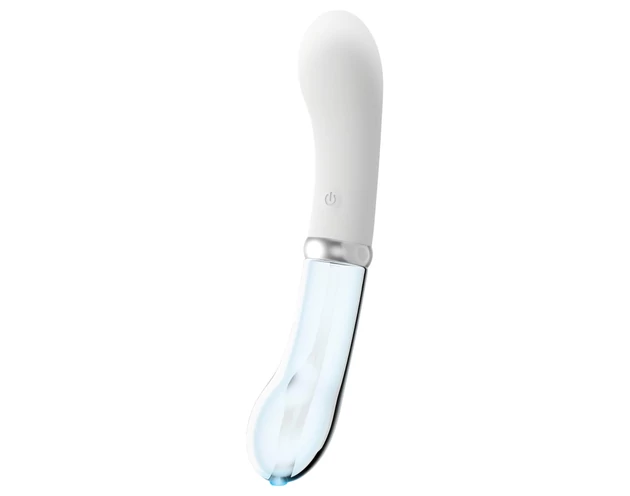 You2toys Liaison - szilikon-üveg LED vibrátor (átlátszó-fehér)