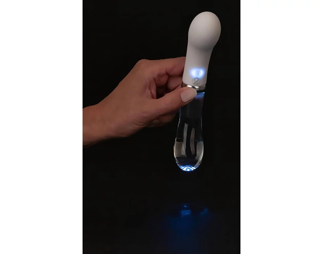 You2toys Liaison - szilikon-üveg LED vibrátor (átlátszó-fehér)