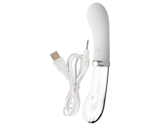 You2toys Liaison - szilikon-üveg LED vibrátor (átlátszó-fehér)