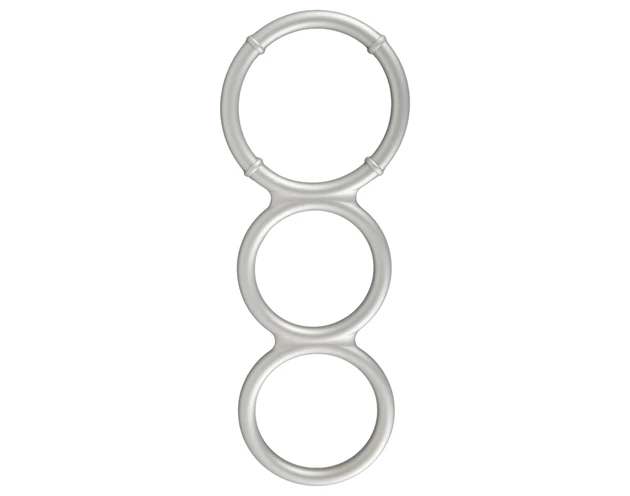 You2Toys - tripla szilikon pénisz- és heregyűrű (ezüst)