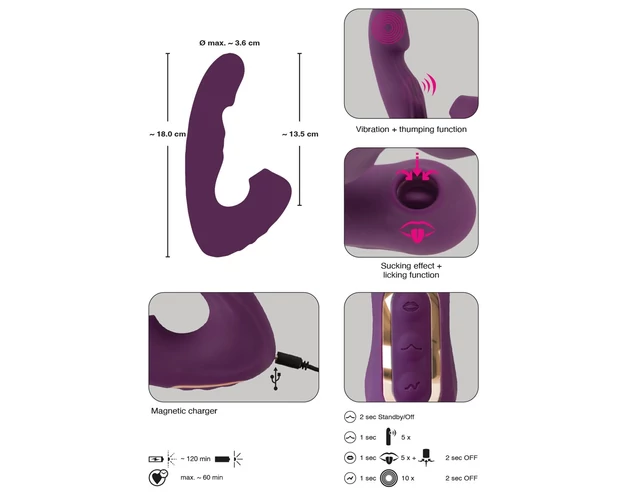 Javida - 4in1 csiklóizgató vibrátor (lila)