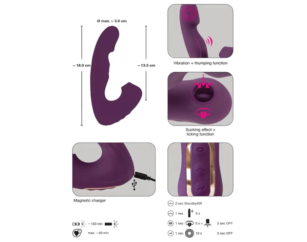 Javida - 4in1 csiklóizgató vibrátor (lila)