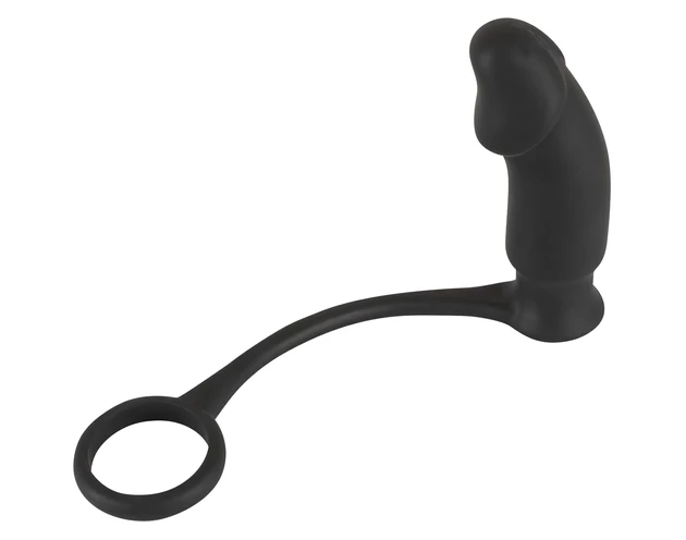 Black Velvet análvibrátor péniszgyűrűvel (fekete)