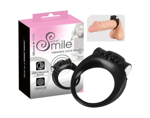 SMILE Stayer - vibrációs péniszgyűrű (fekete)