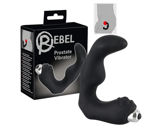Rebel - hajlított prosztata vibrátor (fekete)