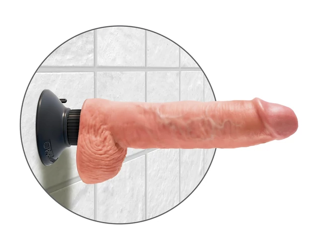 King Cock 10 tapadókorongos vibrátor (25 cm) - natúr