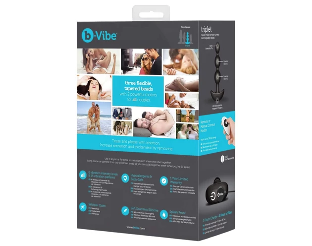 b-Vibe - tripla gyöngyös, akkus anál vibrátor (fekete)