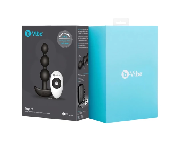 b-Vibe - tripla gyöngyös, akkus anál vibrátor (fekete)