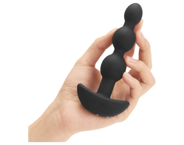 b-Vibe - tripla gyöngyös, akkus anál vibrátor (fekete)