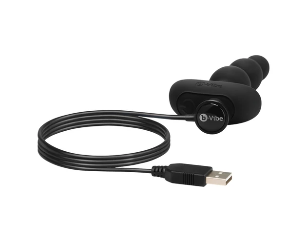 b-Vibe - tripla gyöngyös, akkus anál vibrátor (fekete)