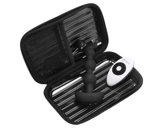 b-Vibe - tripla gyöngyös, akkus anál vibrátor (fekete)
