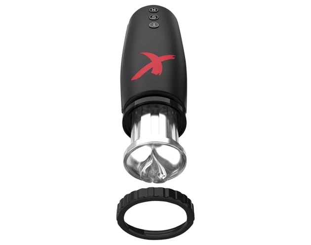 PDX Moto Bator - szívó, fel-le mozgó ajkak maszturbátor (fekete)