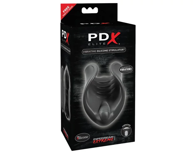 PDX Elite - szilikon pénisz vibrátor (fekete)