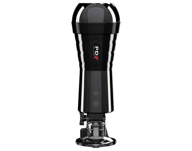 PDX Cock Compressor - szívó, vibráló punci maszturbátor (fekete)