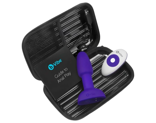 b-Vibe Rimming - forgó gyöngyös anál vibrátor (lila)