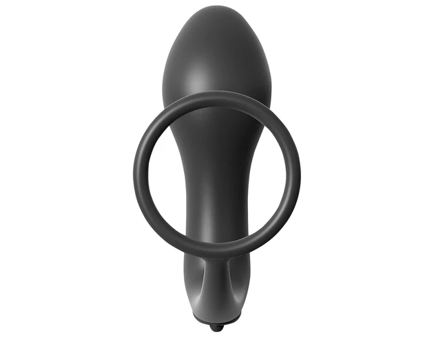 Analfantasy - ujj anál vibrátor péniszgyűrűvel (fekete)