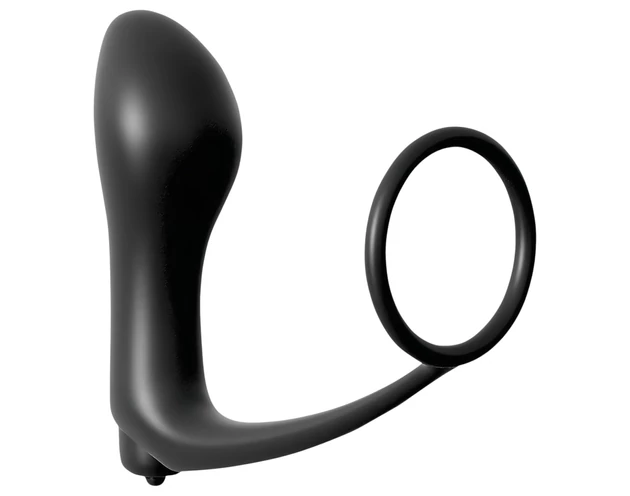 Analfantasy - ujj anál vibrátor péniszgyűrűvel (fekete)