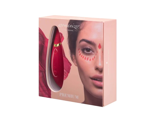 Womanizer Premium - vízálló csiklóizgató (piros-arany)