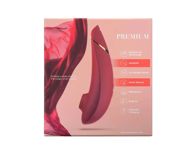 Womanizer Premium - vízálló csiklóizgató (piros-arany)