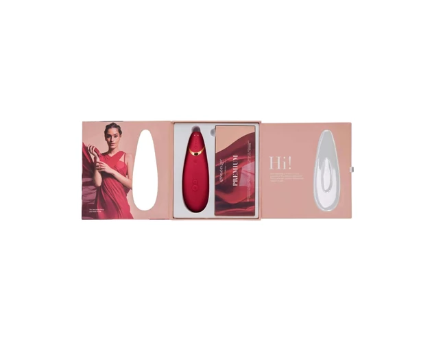 Womanizer Premium - vízálló csiklóizgató (piros-arany)