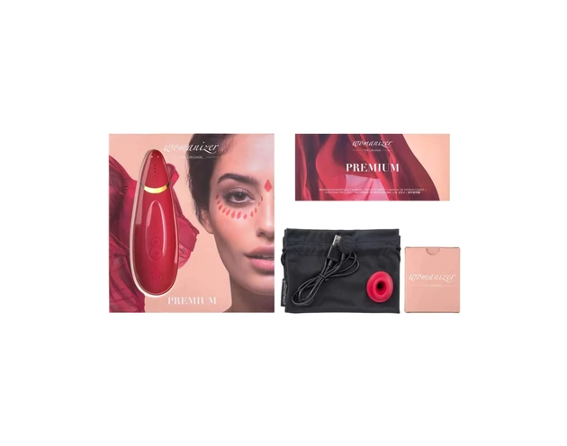 Womanizer Premium - vízálló csiklóizgató (piros-arany)