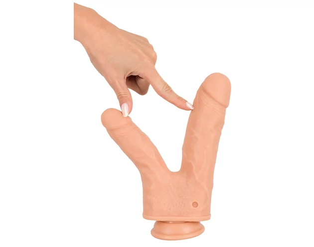 realistixxx Threesome - akkus, élethű dupla forgó vibrátor (22cm)