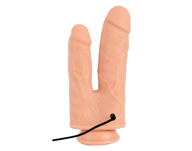 realistixxx Threesome - akkus, élethű dupla forgó vibrátor (22cm)