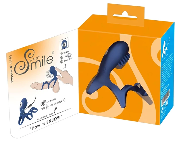 SMILE Couple - akkus, vibrációs péniszmandzsetta (kék)