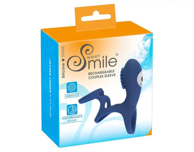 SMILE Couple - akkus, vibrációs péniszmandzsetta (kék)