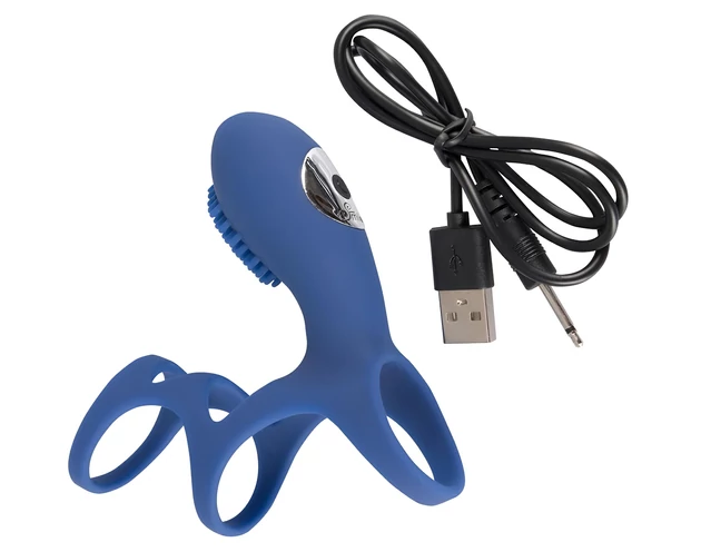 SMILE Couple - akkus, vibrációs péniszmandzsetta (kék)
