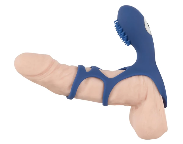 SMILE Couple - akkus, vibrációs péniszmandzsetta (kék)