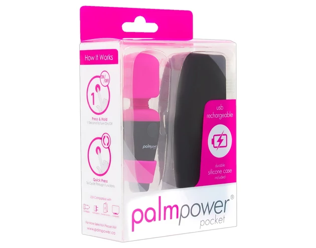 PalmPower Pocket Wand - mini masszírozó vibrátor (pink-fekete)