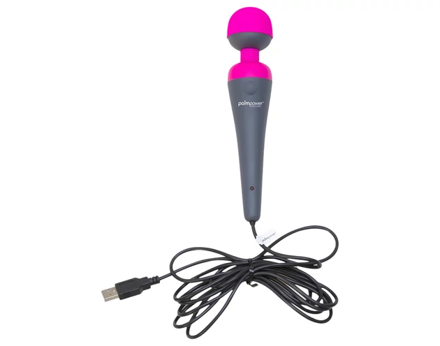 PalmPower Wand - masszírozó vibrátor powerbankkal (pink-szürke)