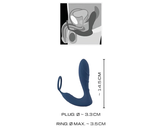 You2Toys Prostate Plug - anál vibrátor péniszgyűrűvel (kék)